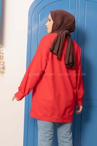 Modalamelif California Los Angeles Baskılı Tunik Kırmızı