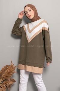 Modalamelif Etek Ucu Garnili Swatshirt Haki