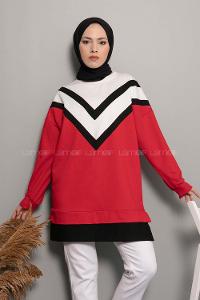 Modalamelif Etek Ucu Garnili Swatshirt Kırmızı