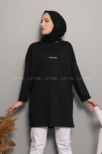 Modalamelif Feelings Yazı Baskılı Tunik Siyah