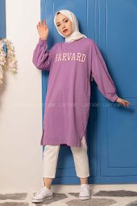 Modalamelif Harvard Baskılı Sweat Tunik Mor