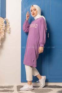 Modalamelif Harvard Baskılı Sweat Tunik Mor