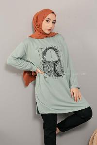 Modalamelif Müzikal Baskı Sweatshirt Çağla