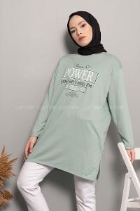 Modalamelif Power Baskı Sweatshirt Çağla Yeşili