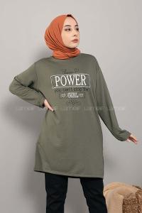 Modalamelif Power Baskı Sweatshirt Haki