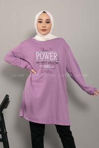 Modalamelif Power Baskı Sweatshirt Lila