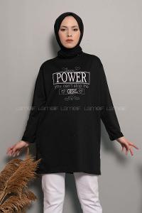 Modalamelif Power Baskı Sweatshirt Siyah