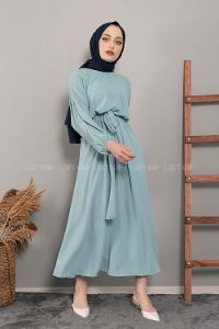 Modalamelif Yarasa Kol Prenses Elbise Mint Yeşili