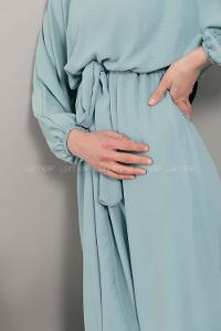 Modalamelif Yarasa Kol Prenses Elbise Mint Yeşili