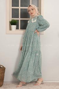 Modalamelif Bebe Yaka Fırfırlı Elbise Mint Yeşili