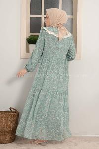 Modalamelif Bebe Yaka Fırfırlı Elbise Mint Yeşili
