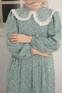 Modalamelif Bebe Yaka Fırfırlı Elbise Mint Yeşili