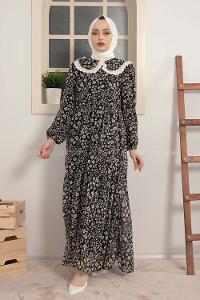 Modalamelif Bebe Yaka Fırfırlı Elbise Siyah