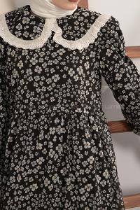 Modalamelif Bebe Yaka Fırfırlı Elbise Siyah