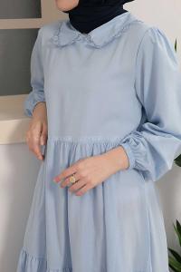 Modalamelif Bebe Yaka Kol Lastikli Elbise Açık Mavi