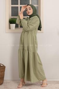 Modalamelif Bebe Yaka Kol Lastikli Elbise Çağla Yeşili