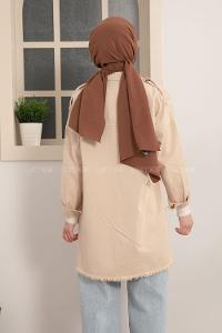 Modalamelif Omuz Apoletli Püsküllü Ceket Taş Rengi