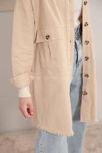 Modalamelif Omuz Apoletli Püsküllü Ceket Taş Rengi