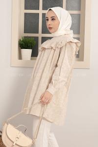 Modalamelif Robası Fırfırlı Dantel Desen Tunik Taş