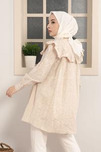 Modalamelif Robası Fırfırlı Dantel Desen Tunik Taş