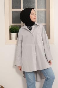 Modalamelif Tek Cepli Salaş Gömlek Gri