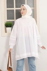Modalamelif Kol Bağlamalı Tunik Beyaz