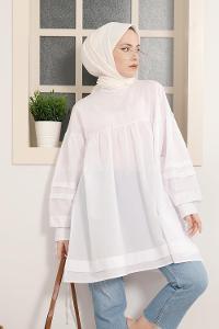 Modalamelif Kol Bağlamalı Tunik Beyaz