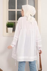 Modalamelif Kol Bağlamalı Tunik Beyaz
