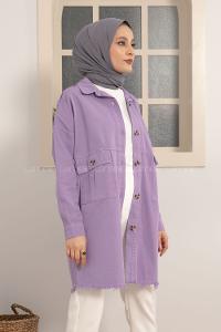 Modalamelif Omuz Apoletli Püsküllü Ceket Lila