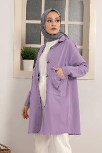 Modalamelif Omuz Apoletli Püsküllü Ceket Lila