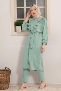 Modalamelif Önü Fırfırlı İkili Takım Mint Yeşili