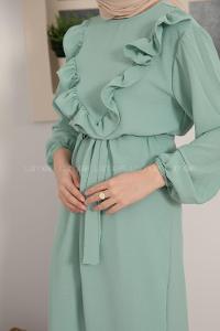 Modalamelif Önü Fırfırlı İkili Takım Mint Yeşili
