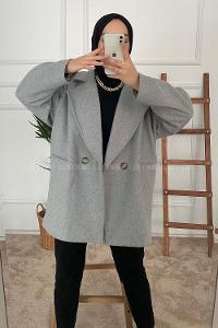 Modalamelif Oversize Kaşe Kaban Gri