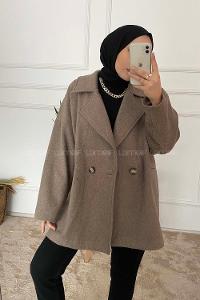 Modalamelif Oversize Kaşe Kaban Vizonrengi