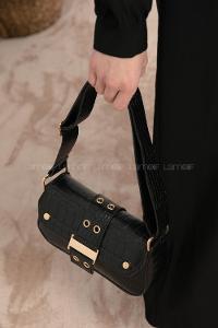 Modalamelif Toka Kilitli Trok Desen Çanta Siyah