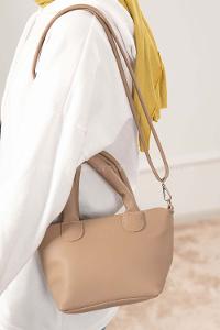 Modalamelif Deri Düz Renk Çanta Vizonrengi