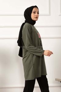 Modalamelif Dont Grow Up Baskılı Sweatshirt Yeşil