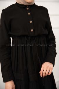 Modalamelif Eteği Büzgülü Elbise Siyah