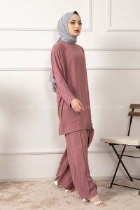 Modalamelif  Etek Ucu Bağlamalı İkili Takım Mor