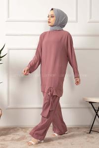 Modalamelif  Etek Ucu Bağlamalı İkili Takım Mor
