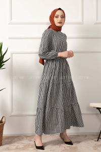 Modalamelif Hakim Yaka Pötikare Elbise Siyah