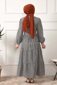 Modalamelif Hakim Yaka Pötikare Elbise Siyah