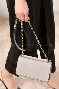 Modalamelif Kapak Kilitli Düz Renk Çanta Açık Gri