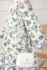 Modalamelif Kapitone Dikişli Çanta Beyaz