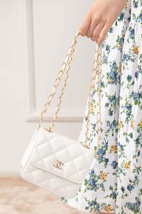 Modalamelif Kapitone Dikişli Çanta Beyaz