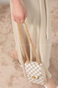 Modalamelif Messenger Dama Kapitone Baskı Çanta Krem