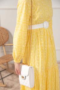 Modalamelif Messenger Model Kapitone Baskı Çanta Beyaz