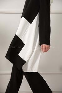 Modalamelif Renk Garnili İkili Takım Siyah