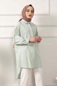 Modalamelif Tek Cepli Salaş Gömlek Mint Yeşili