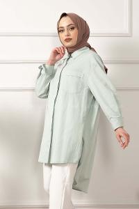 Modalamelif Tek Cepli Salaş Gömlek Mint Yeşili